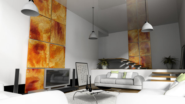 Home interior 3D rendering