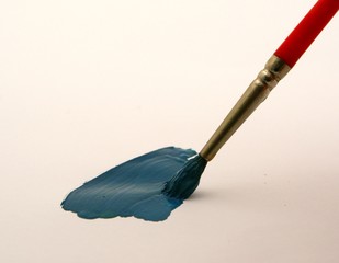 Painting with blue tempera