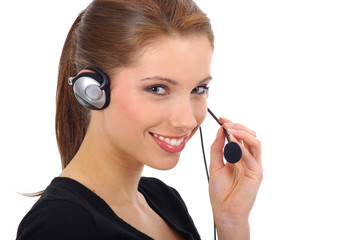   Beautiful Customer Support gril with headset 