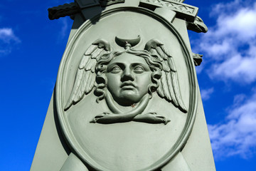 Steel engraving of street lamp, Russia, St. Petersburg