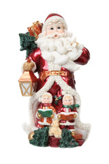 Santa claus with gift on white background
