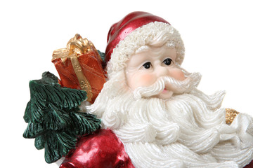 Santa claus with gift on white background