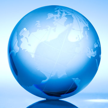 Blue globe with backlit light