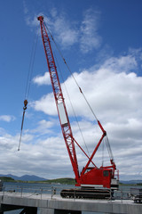 red mobile crane