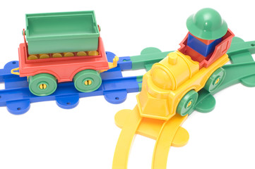 series object on white toy - railway engine and branch line