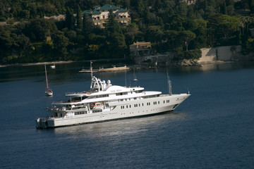 Fototapeta na wymiar Large luxurious boat on the Mediterranean sea.