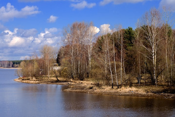 Early spring, coast of lake
