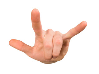 Gesture of a hand on white background