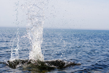 splashes on the lake Baikal surface