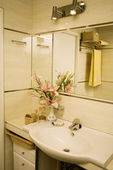 Interior of  bath-room with flowers  