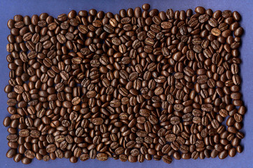 coffee-beans on blue background