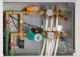 heating pipes, manometers and pumps