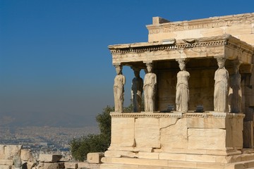 Porch of the caryatids, in Athens akropolis