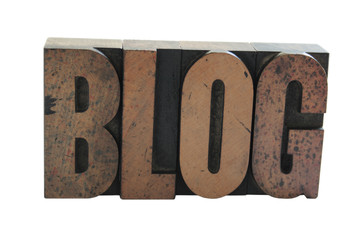 the word 'blog' in old wood letters