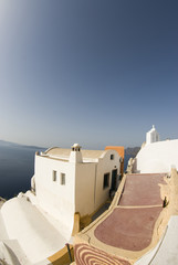 greek island house over the sea cyclades santorini with church