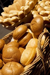 Basket of fresh buns ready for barbecue