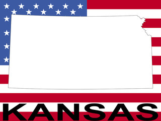 map of Kansas on American flag illustration