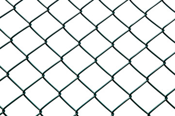 Fototapeta premium Chainlink fence isolated against a white background.