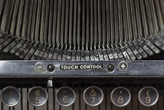 Old typewriter, closeup of keys