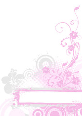 Pink floral background with banner