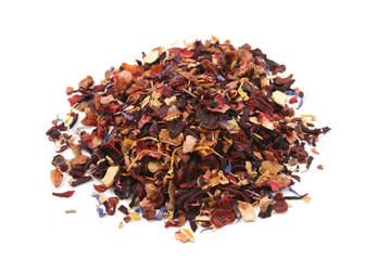 pile of fruity tea isolated on white