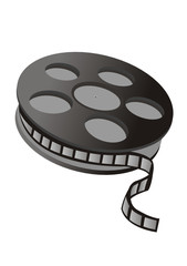 Film reel over white background