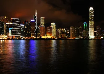 Poster Hong Kong skyline bij nacht (2) © Saba-95