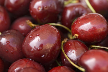 Closeup on pile of red tasty cherries