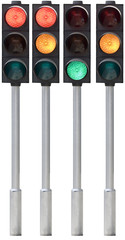 Isolated traffic light on pole in all combinations. Cut and use.