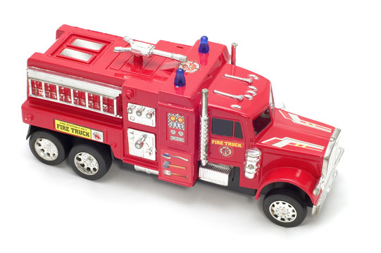 series object on white - toy fire-engine