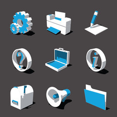 blue-white 3D icon set 02