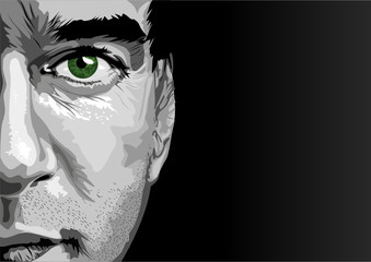 Man's Face - Green Eye