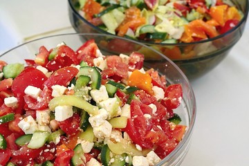 Fresh vegetable salad in dish