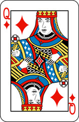 Queen of diamonds from deck of playing cards