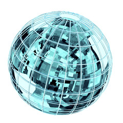 Globe with reflection of  high technologies abstraction.