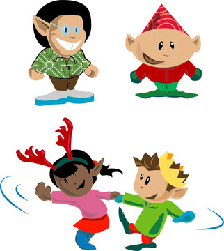 Elves and pixies having holiday fun