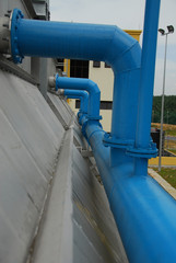 pipework showing feeding water to several compartment - obrazy, fototapety, plakaty