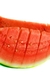 a fresh pair of red and green slices of watermelon