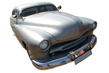 Vintage Silvery-Gray Car 50-60th, Retro Transport