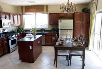 Modern kitchen and dining table