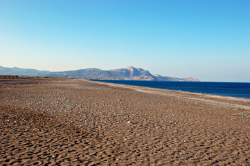 Empty beach on Mediterranean sea in summertime