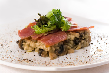 Salas with ham, mushrooms and rice