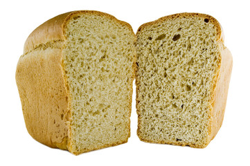 fresh-baked bread on white background