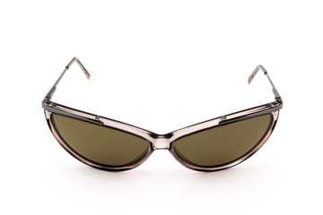 Brown stylish sunglasses isolated on white background.