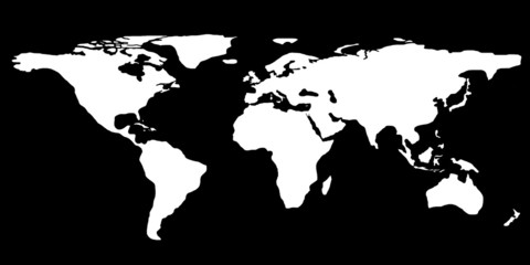 Black and white map of the world