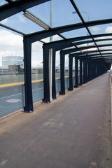Pedestrian passage covered with plexiglass