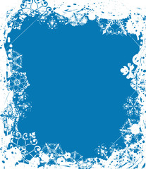 Snowflake grunge frame, vector illustration