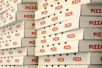 Pizza boxes from a take away Pizzeria