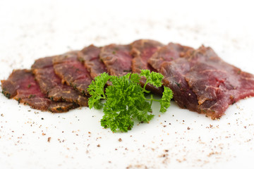 Dried beef with green