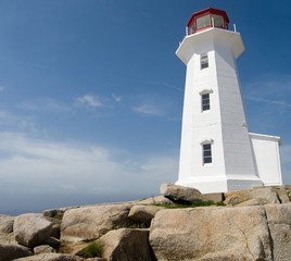 Fototapeta na wymiar The landmark lighthouse at Peggys Cove, Nova Scotia.